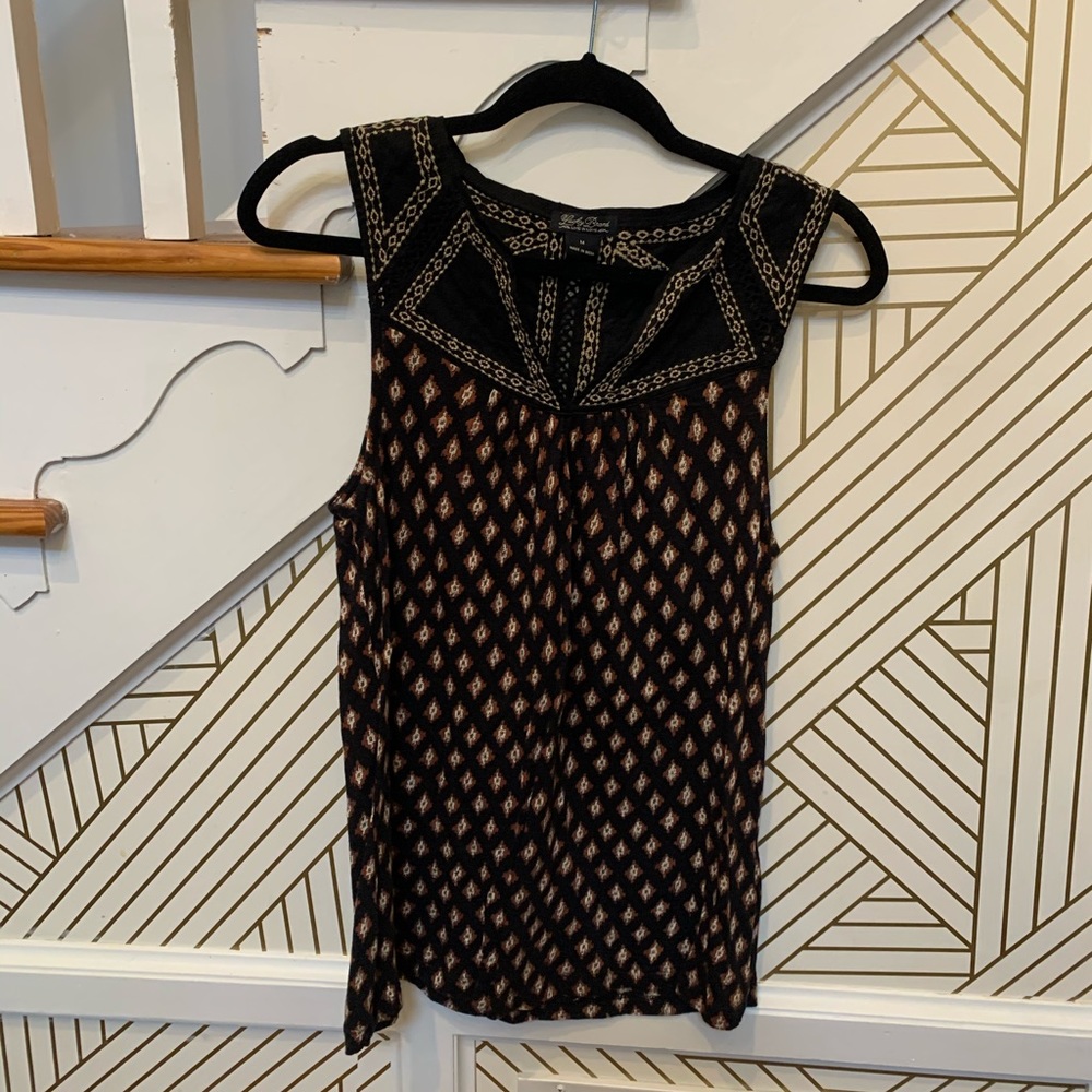 Lucky Brand Black and Brown Sleeveless Top